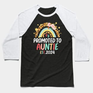 Promoted to Auntie 2024 Rainbow Flora Pregnancy Announcement Baseball T-Shirt